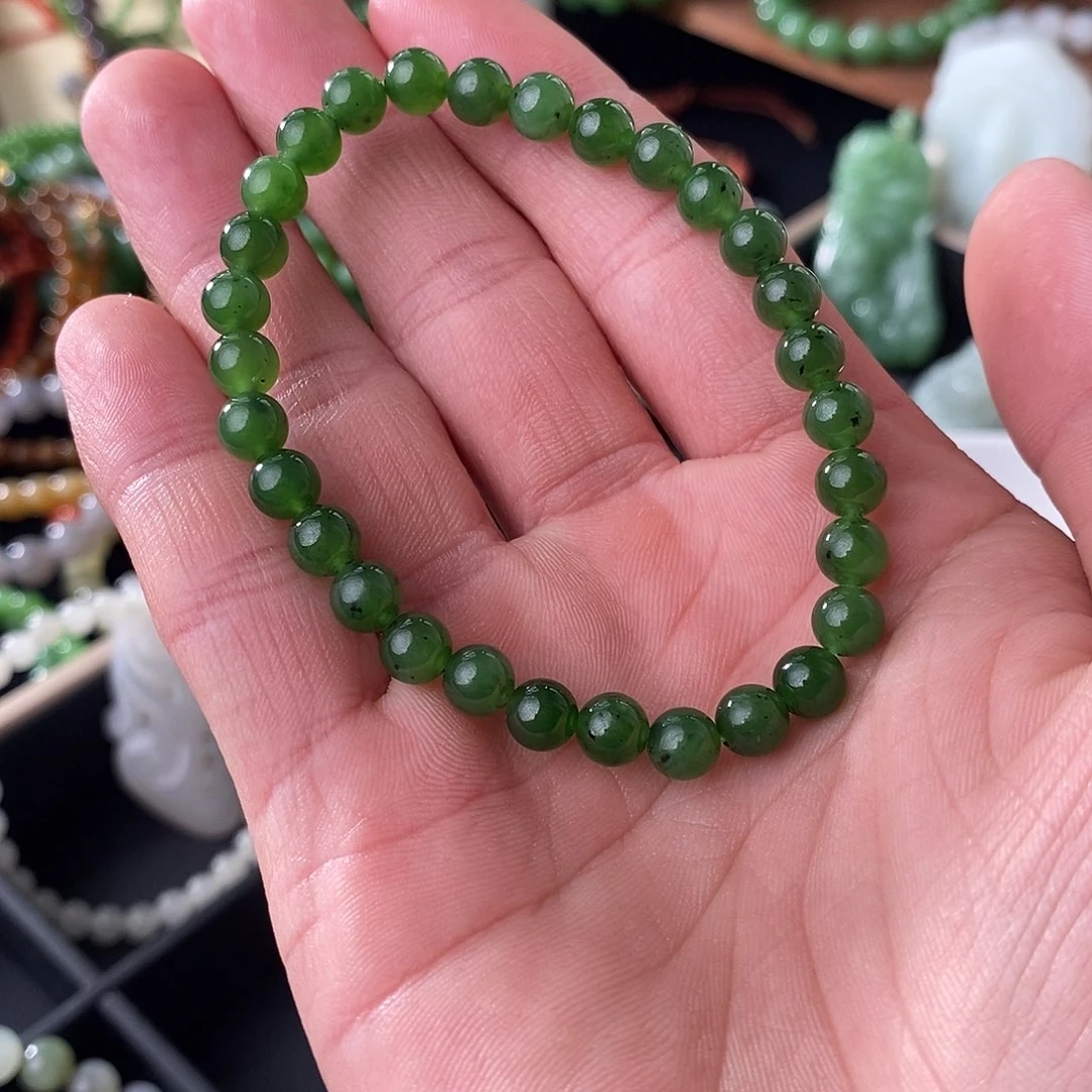 和田玉手串未镶嵌陌***离碧玉