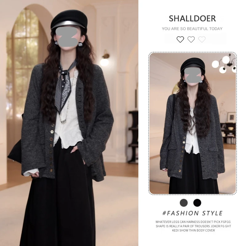 韩系轻奢风V领针织长袖外套女2025春秋新款休闲百搭显瘦开衫上衣