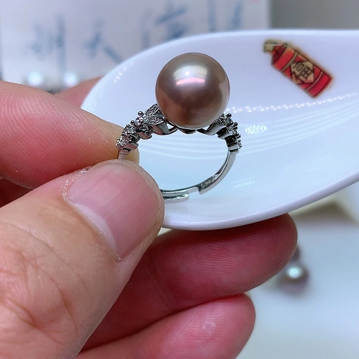 银S925镶嵌耳饰淡水珍珠