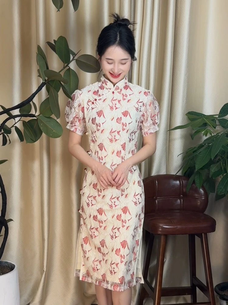 【鸿运】2025年春夏季中长款气质旗袍中国风旗袍