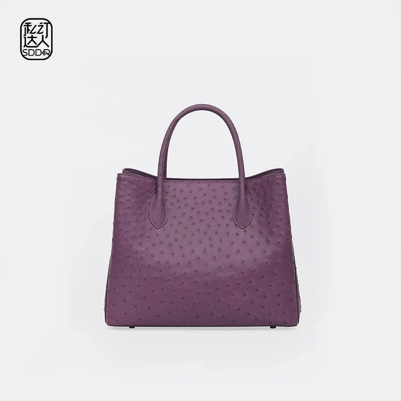 私订达人鳄鱼世家新款女士真皮小众时尚鸵鸟皮大容量多功能托特包