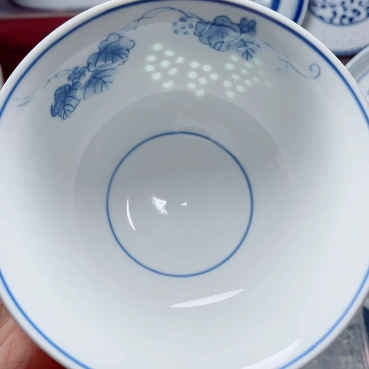 青花玲珑6寸面碗葡萄