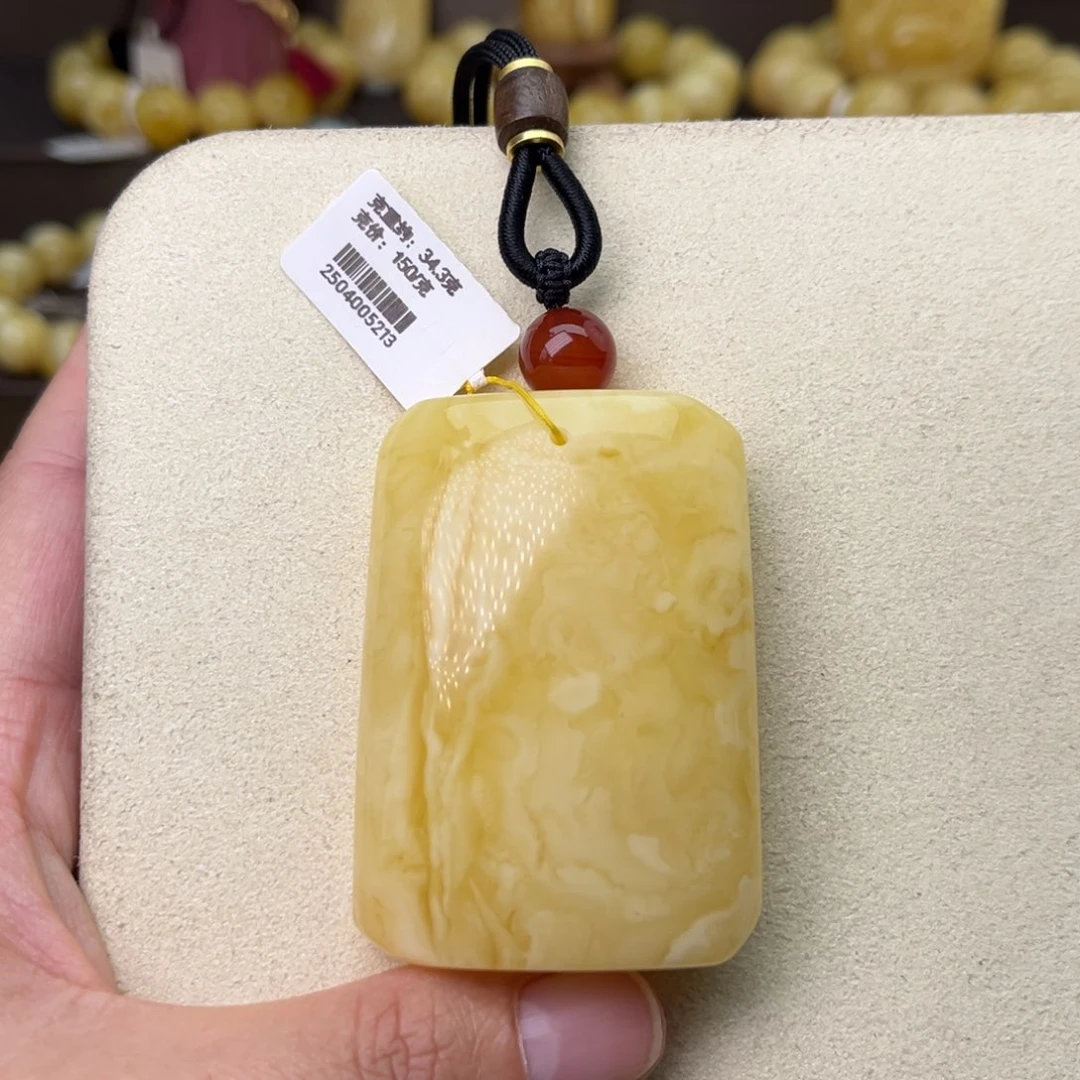 蜜蜡吊坠(不含链)未镶嵌浓白蜡451平安无事牌高货
