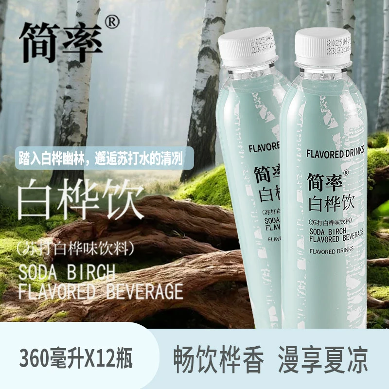 夏季饮品白桦树口味苏打水植物饮料网红饮品360ml*12瓶整箱夏