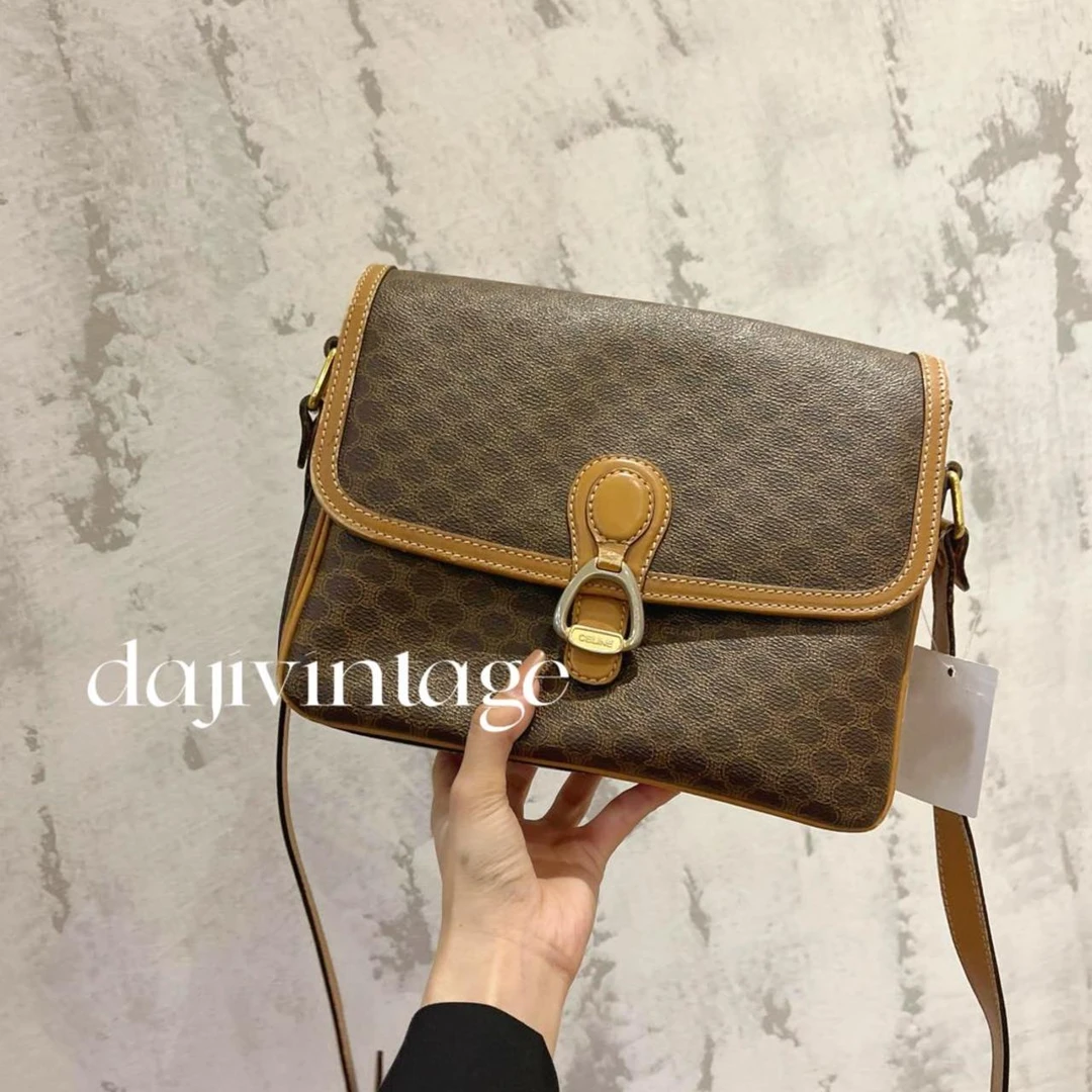 95新 Celine/思琳 大吉中古/Celine瑟琳老花豆腐斜挎包