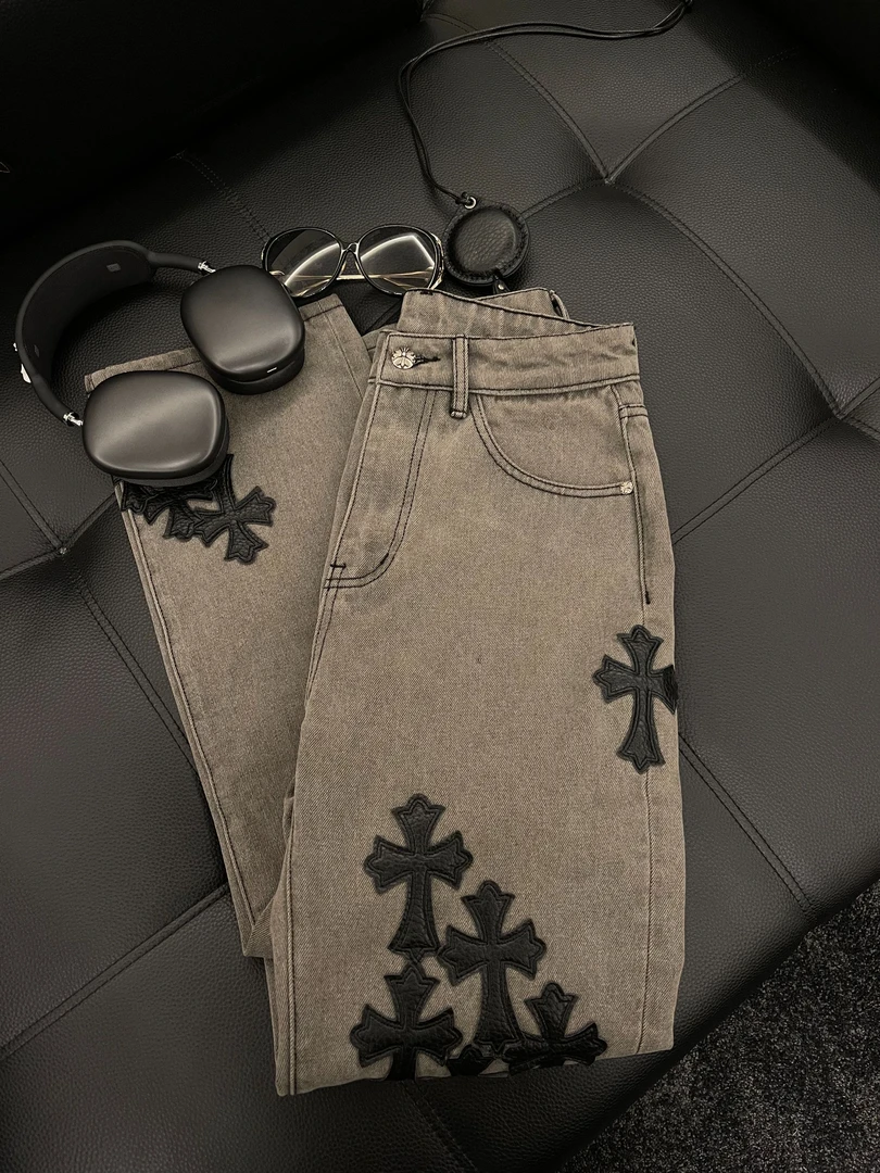 Rebornmoi【重工定制】重工水洗休闲牛仔裤皮标(男女同款)KZ268