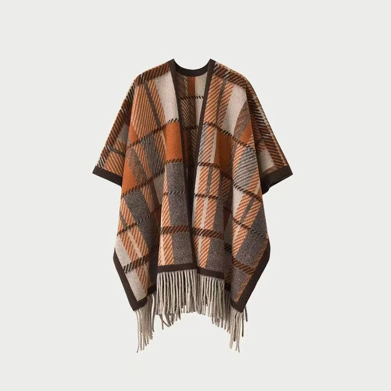 经典设计流苏格子披肩高端时尚百搭保暖围巾