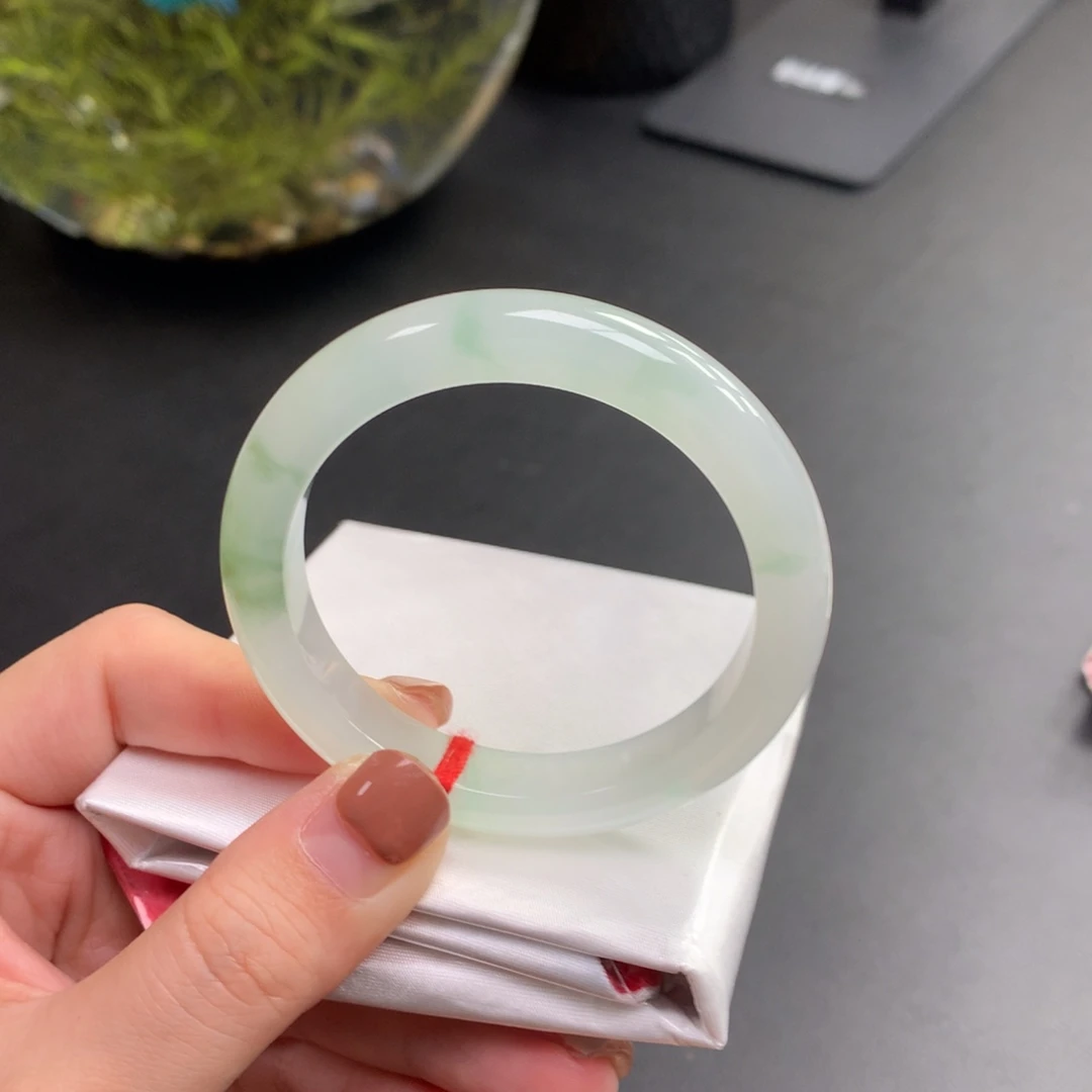 翡翠未镶嵌手镯25号链接 50.8正圈 芙蓉绿花