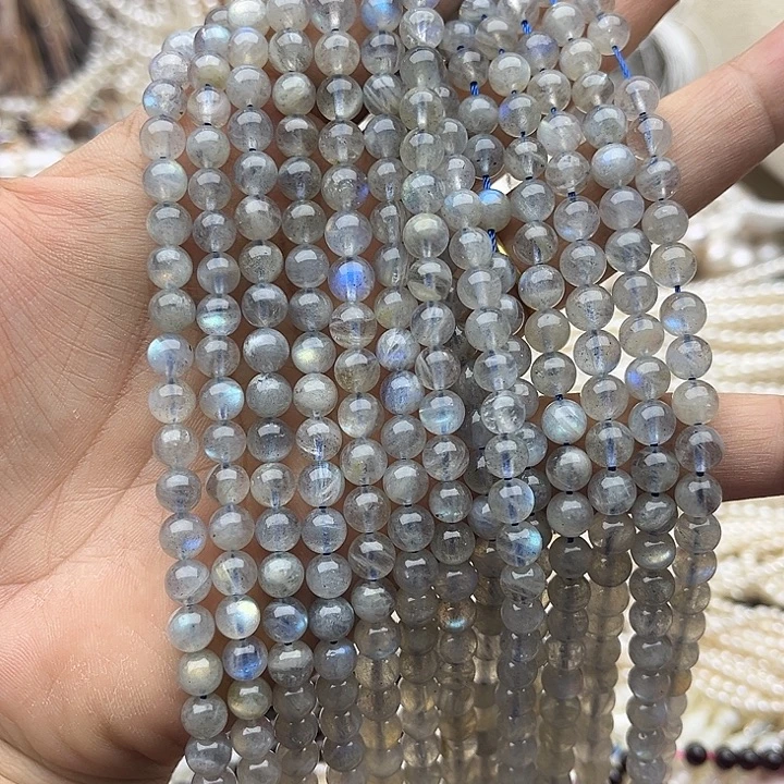 玛瑙/玉髓未镶嵌珠宝半成品一条6mm左右灰月光