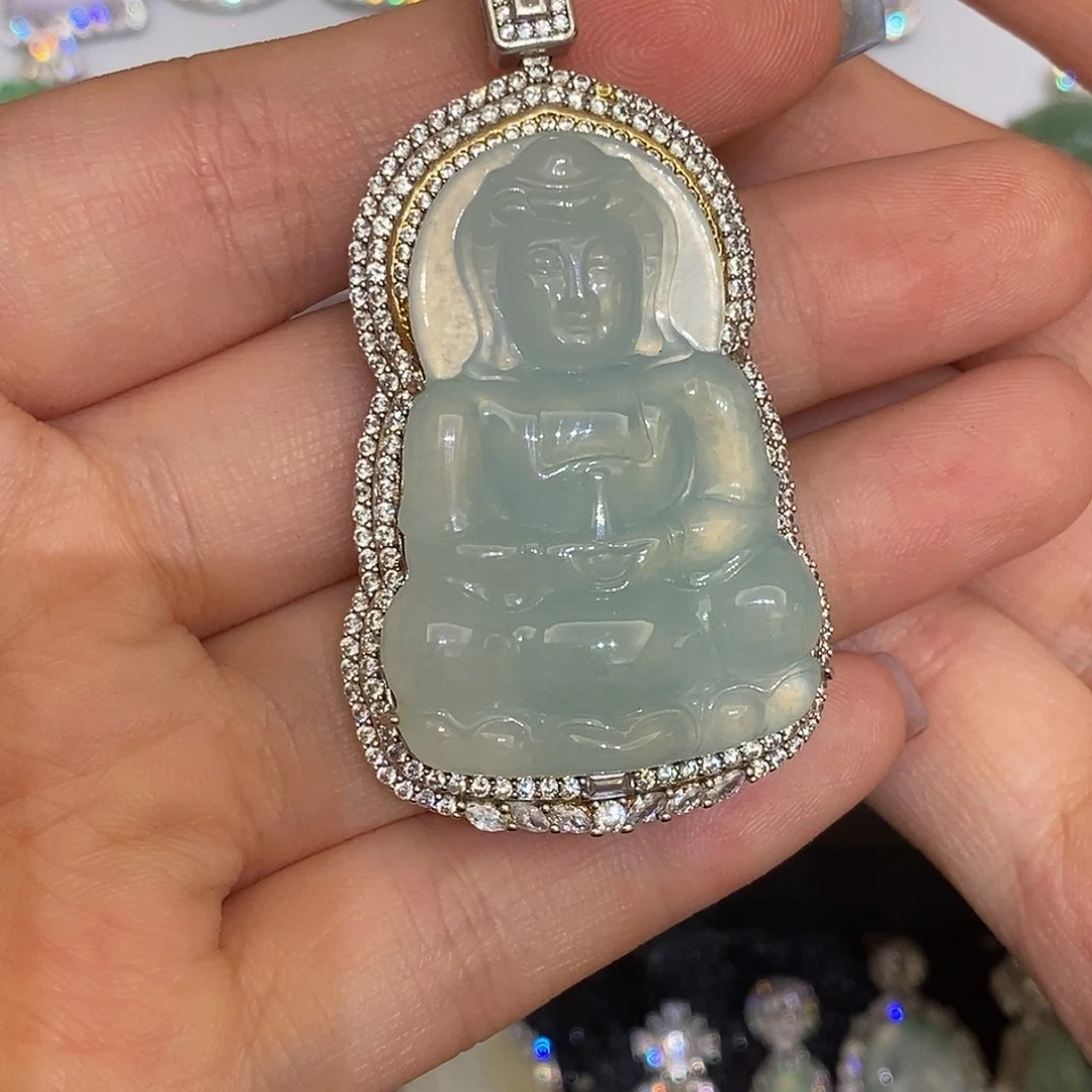 颈饰银S925镶嵌翡翠天然翡翠