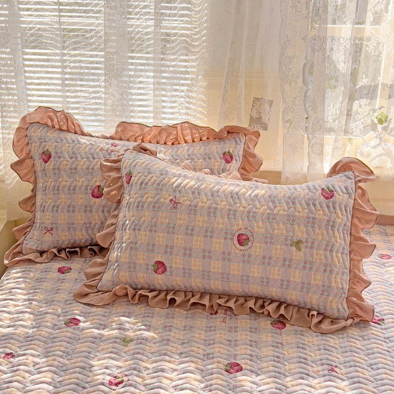 床上枕头套枕套一对装2025新款加厚夹棉韩式单人款信封式小清新