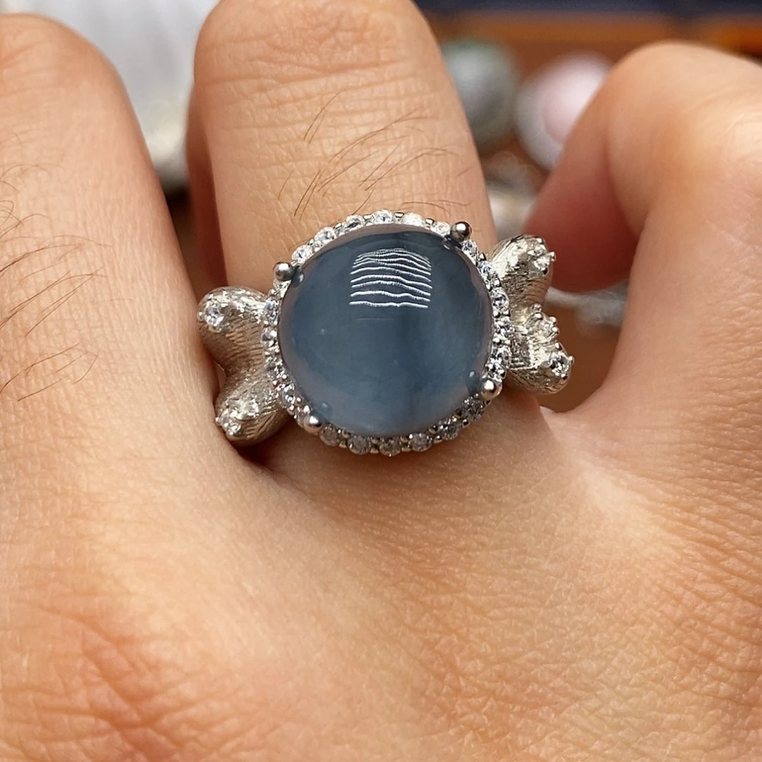 银S925镶嵌戒指水晶