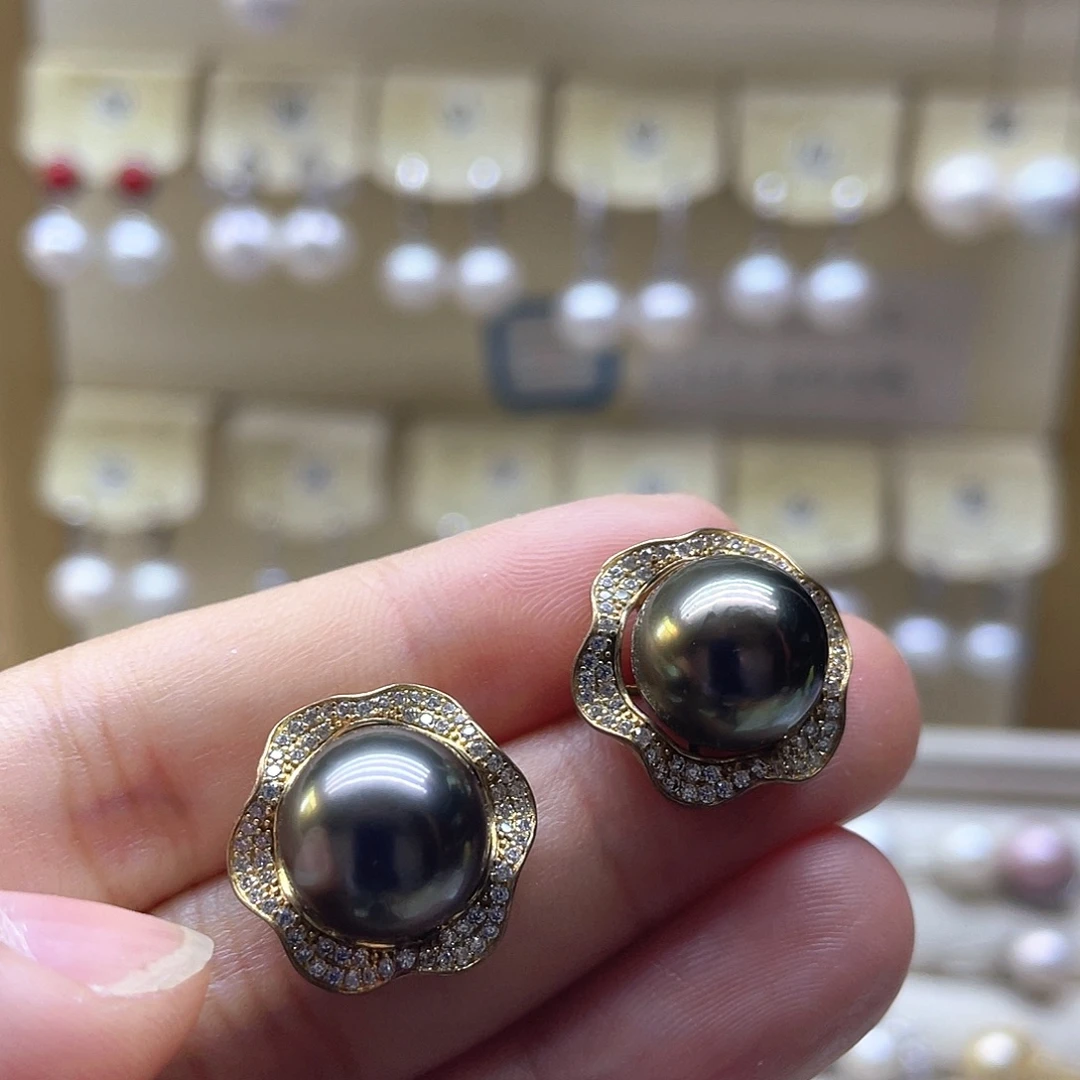 耳饰海水珍珠银S925镶嵌