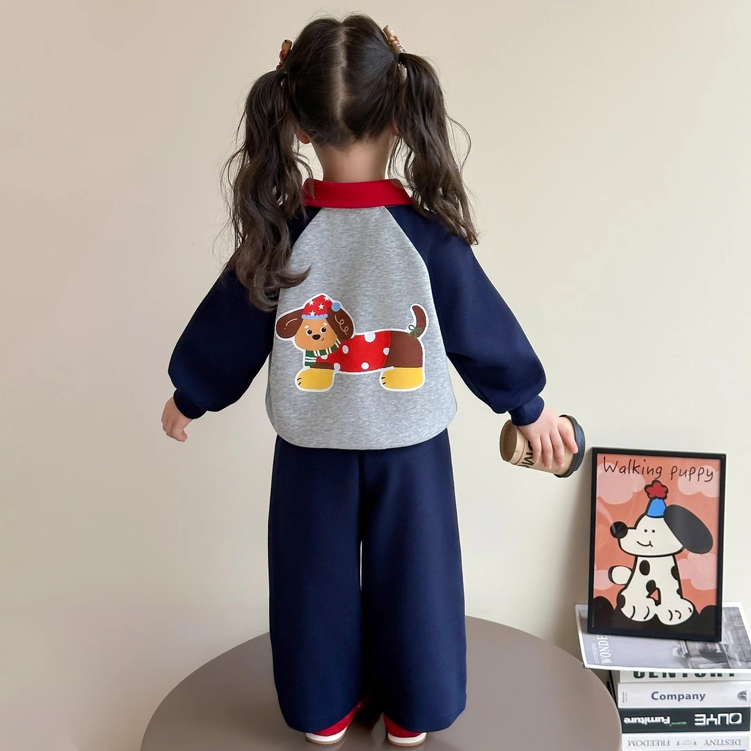 女童套装2025新款儿童洋气时髦卫衣两件套宝宝春秋款休闲直筒裤子
