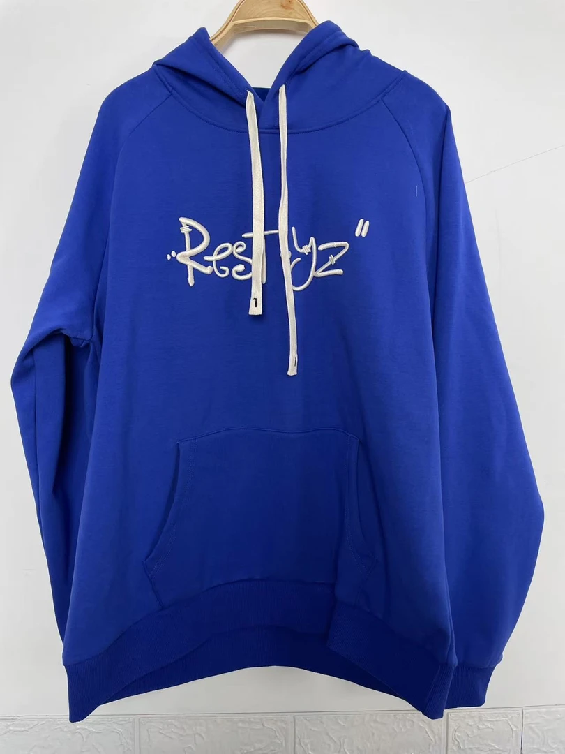 A478冬季字母绣花加绒连帽卫衣