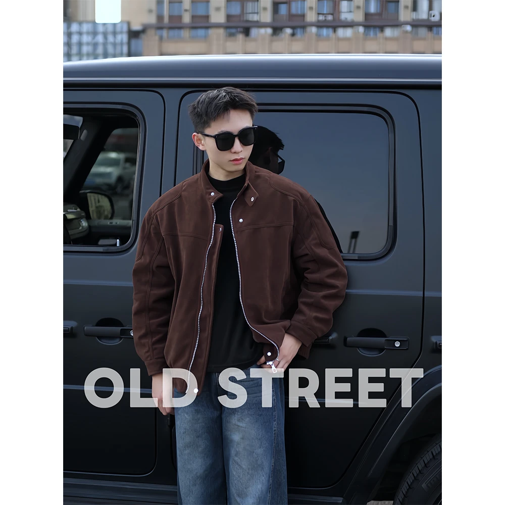 Old Street冬季复古加绒「CityWalk 绒面肌理」休闲立领保暖男外套
