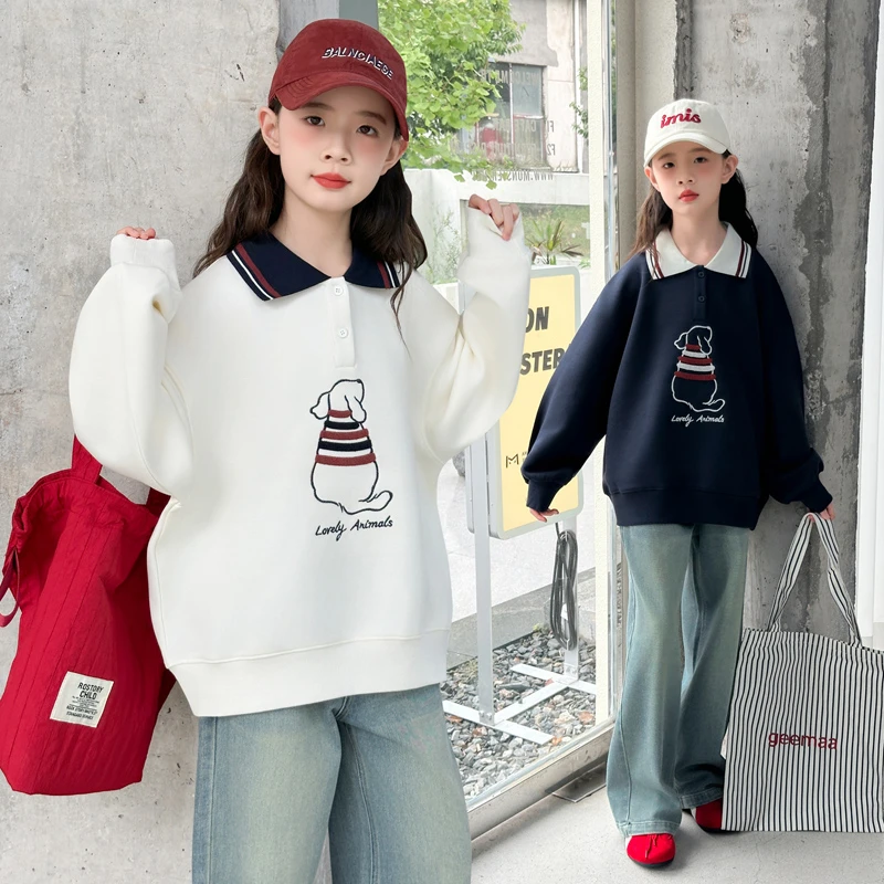 女童秋季韩版休闲卫衣牛仔裤套装2025新款女大童洋气时髦儿童秋装