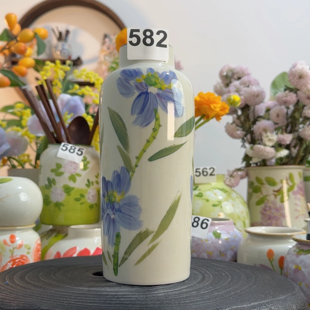 摆件景德镇手作陶瓷花瓶摆件无孔