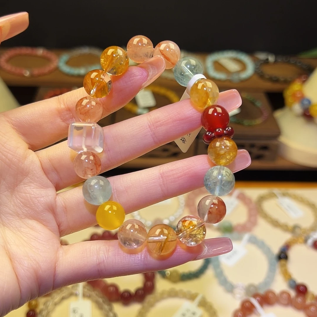 水晶手串银S925镀金镶嵌多宝1570