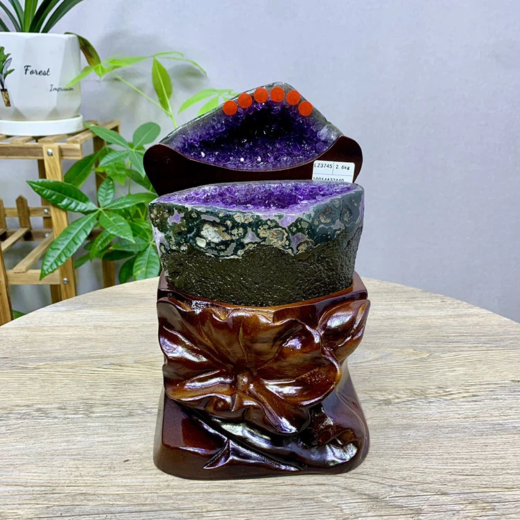 天然乌拉圭巴西紫晶洞聚宝盆钱袋子恐龙蛋开口笑紫晶簇