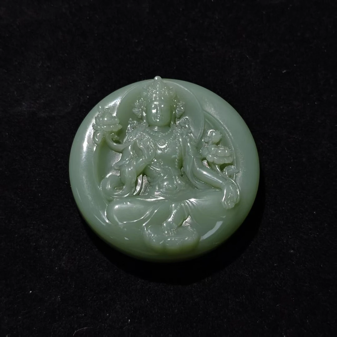 lot4和田玉且末蓝观音牌/保利