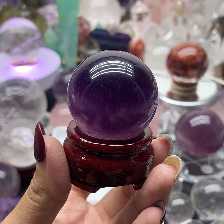 L***a未镶嵌珠宝半成品水晶74紫莹石水晶球4m