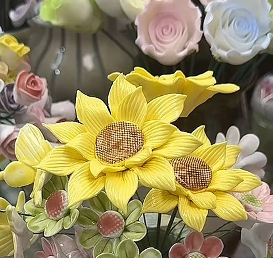 真向日葵装饰花客厅电视柜插花家居饰品