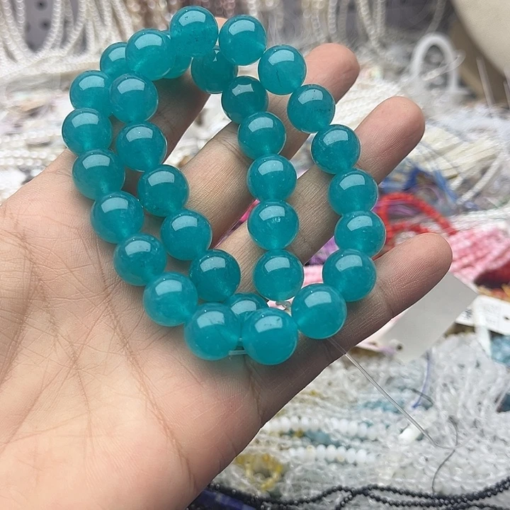 玛瑙/玉髓未镶嵌珠宝半成品一条12mm左右天河石