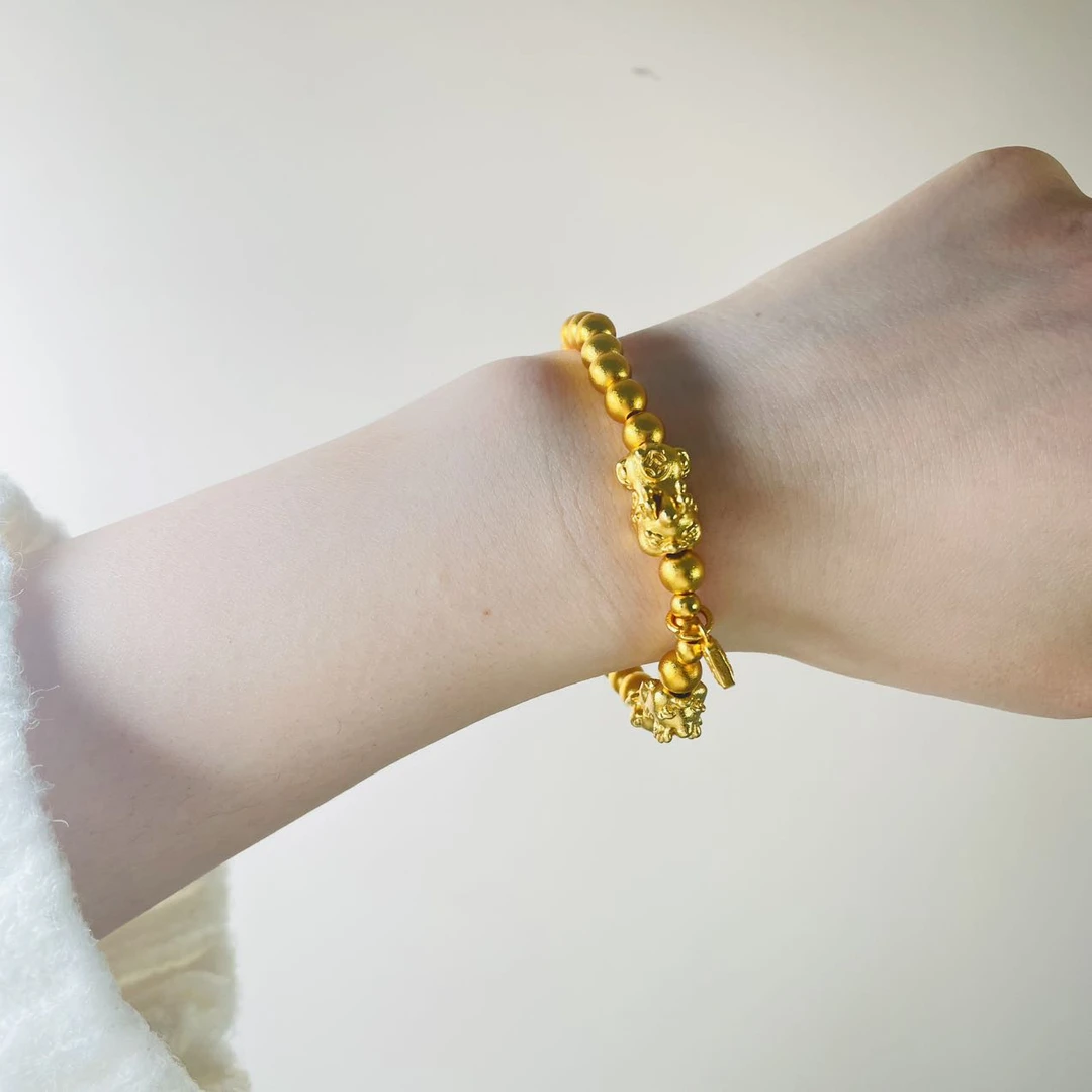 铜合金手链 招财福字貔貅金珠手链-6050