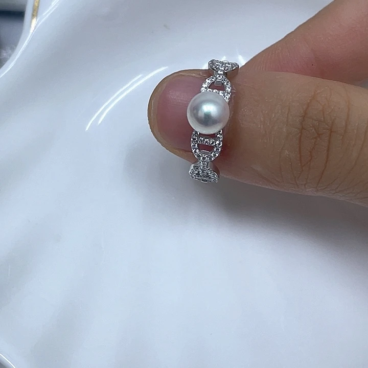 淡水珍珠银S925镶嵌戒指