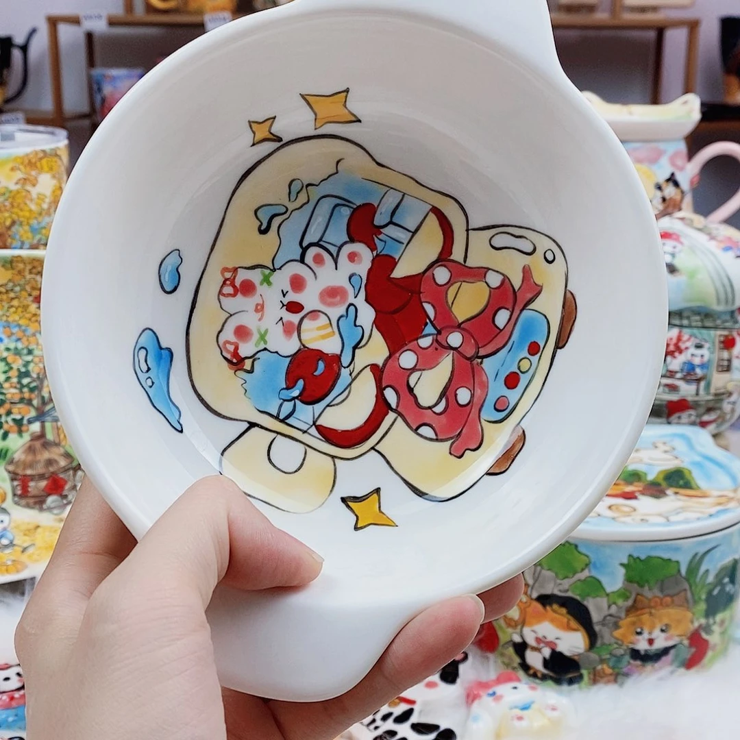 瓷片董董文创手绘陶瓷