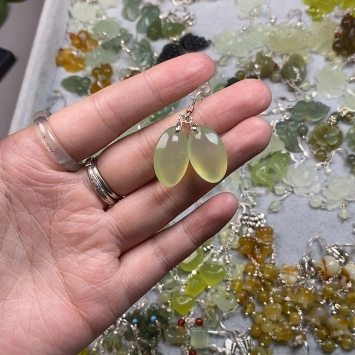 蛇纹石玉未镶嵌挂件耳饰耳环项链