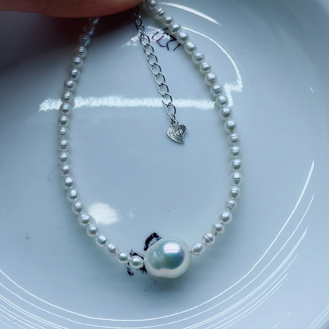 银S925镶嵌手链淡水珍珠