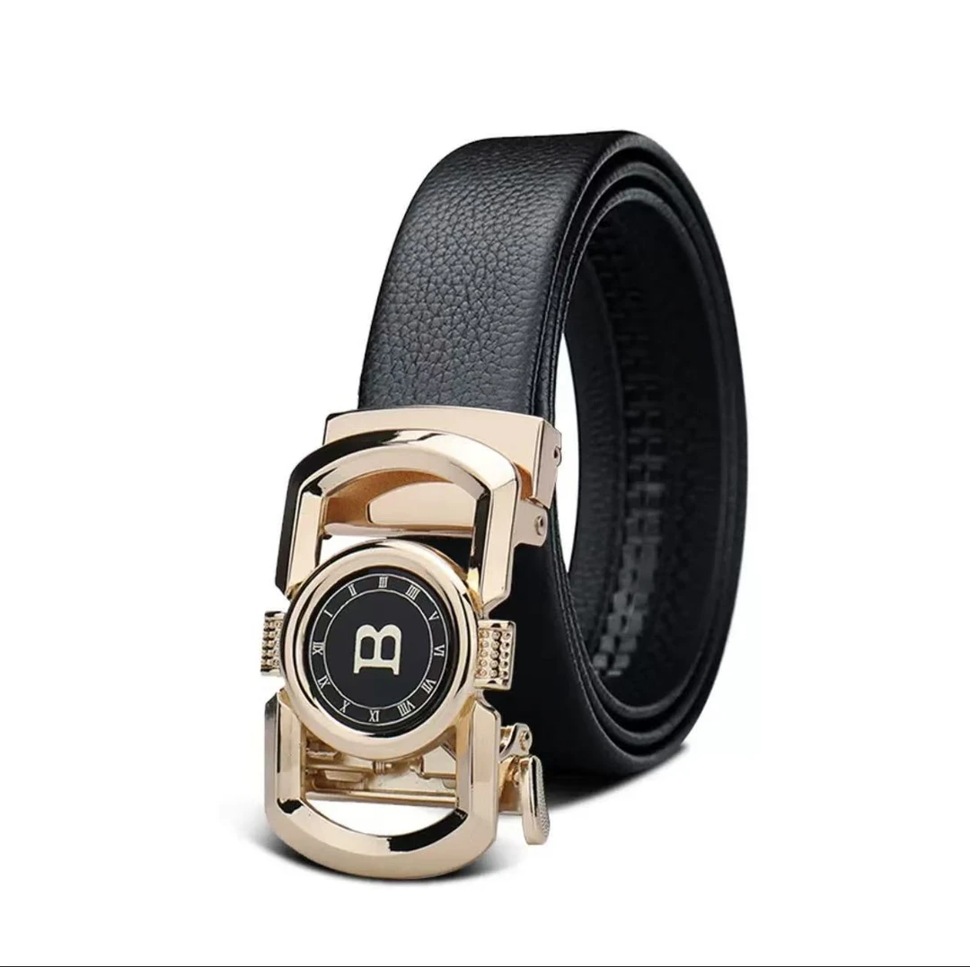 【217】金色男士合金【钟表B】双面头层牛皮商务皮带百搭高档时尚