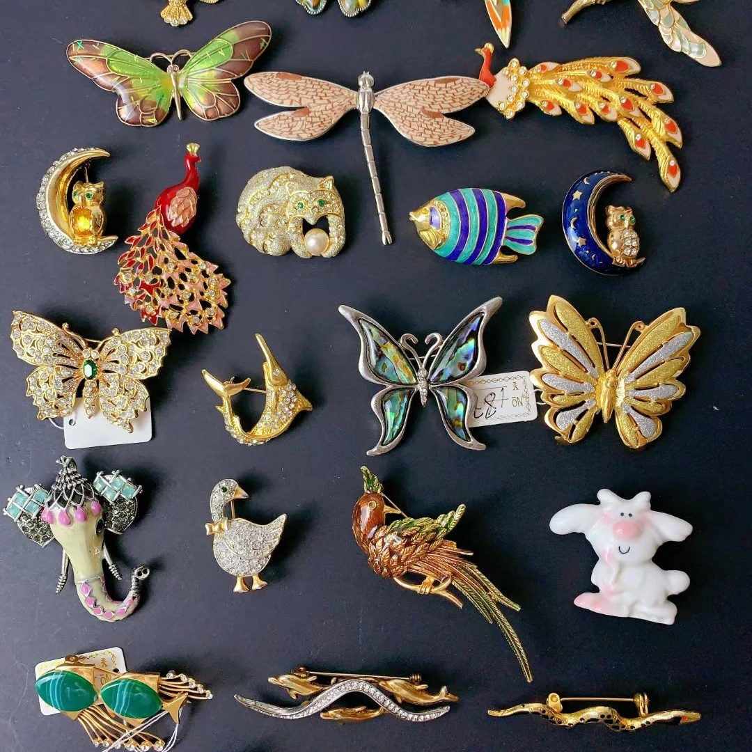 合金贝壳胸针 中古首饰胸针  no退no换