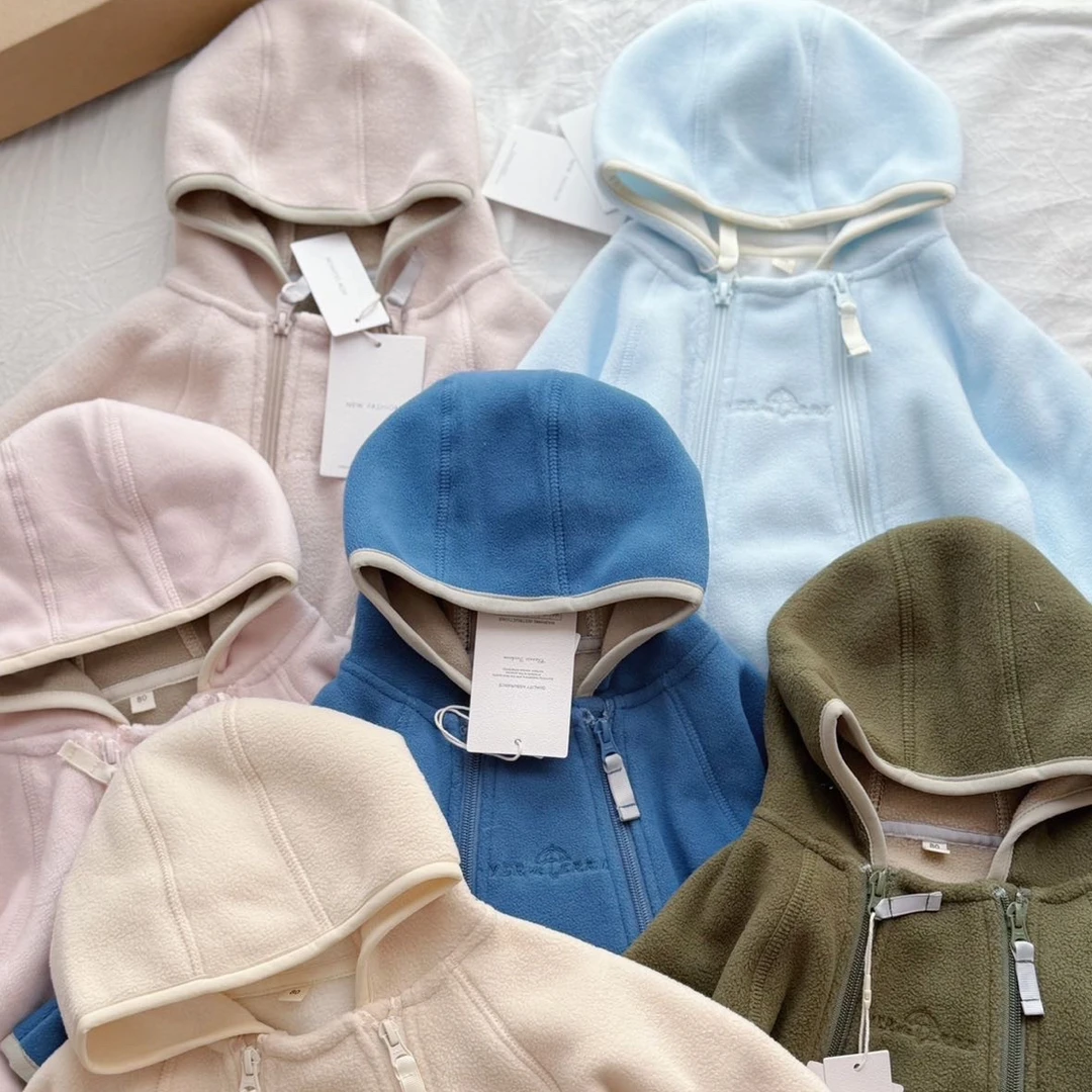 ins丹麦小雨伞秋冬婴幼儿双面摇粒绒连体外出服爬服外套
