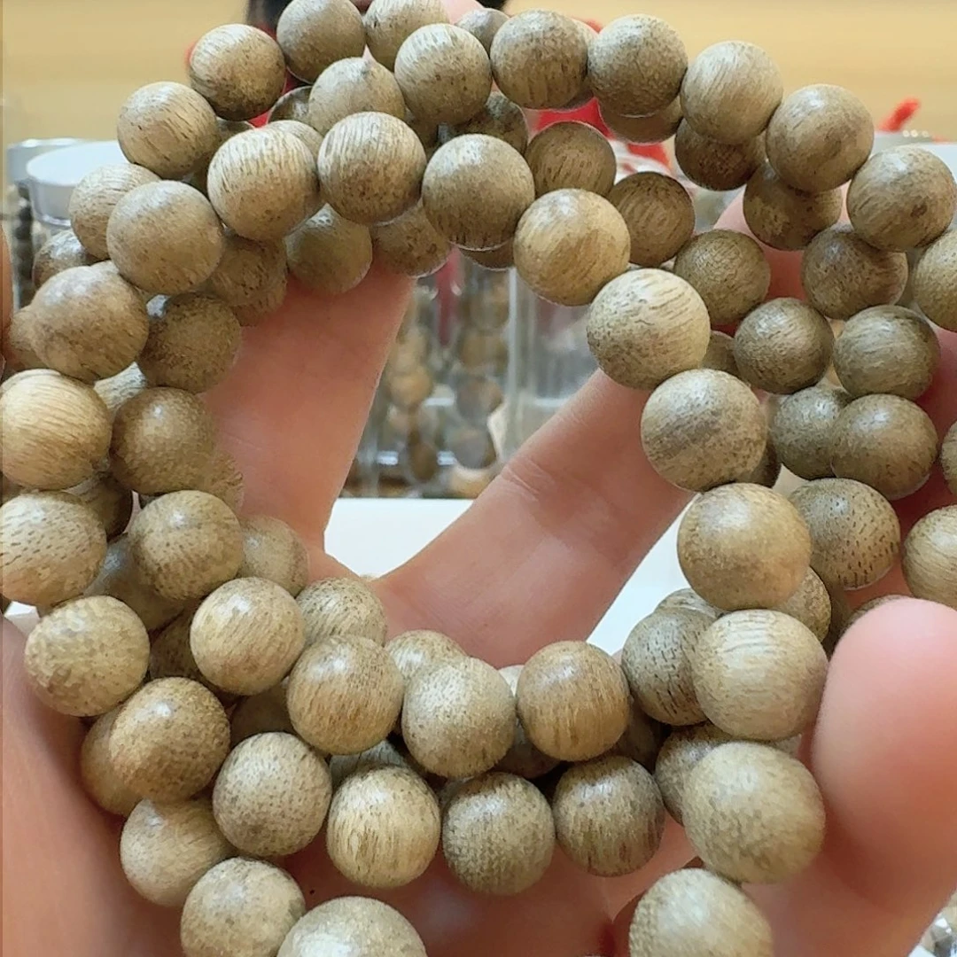 沉香手串海南虫漏卡8多圈