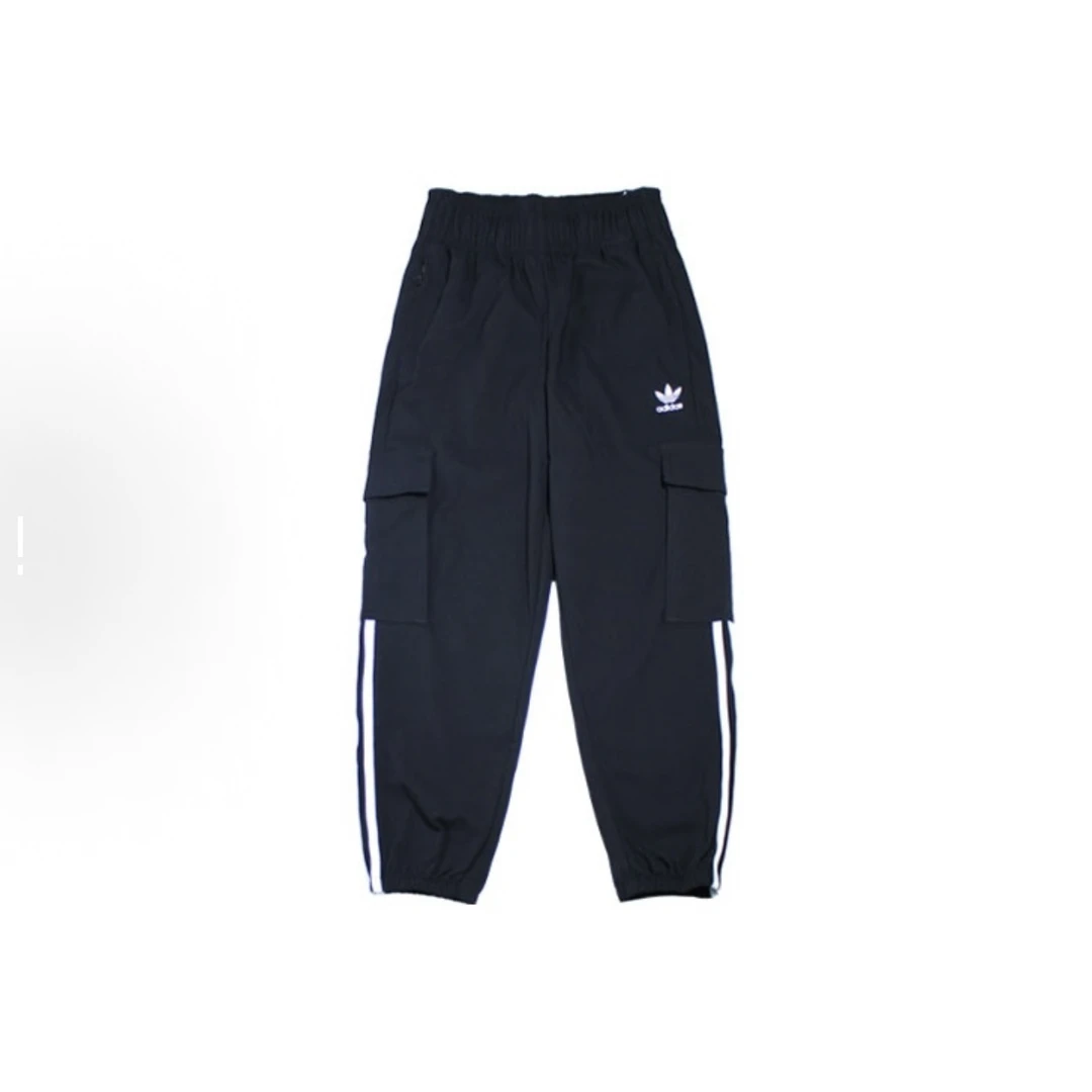 adidas/阿迪达斯大童CARGO三叶草三条纹拼色松紧腰工装裤 IL1846