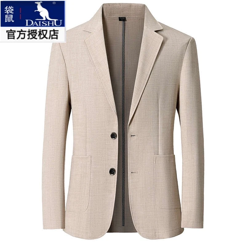 袋鼠2025夏季冰丝西服男士款防晒休闲衣小西装轻薄夏季单西装