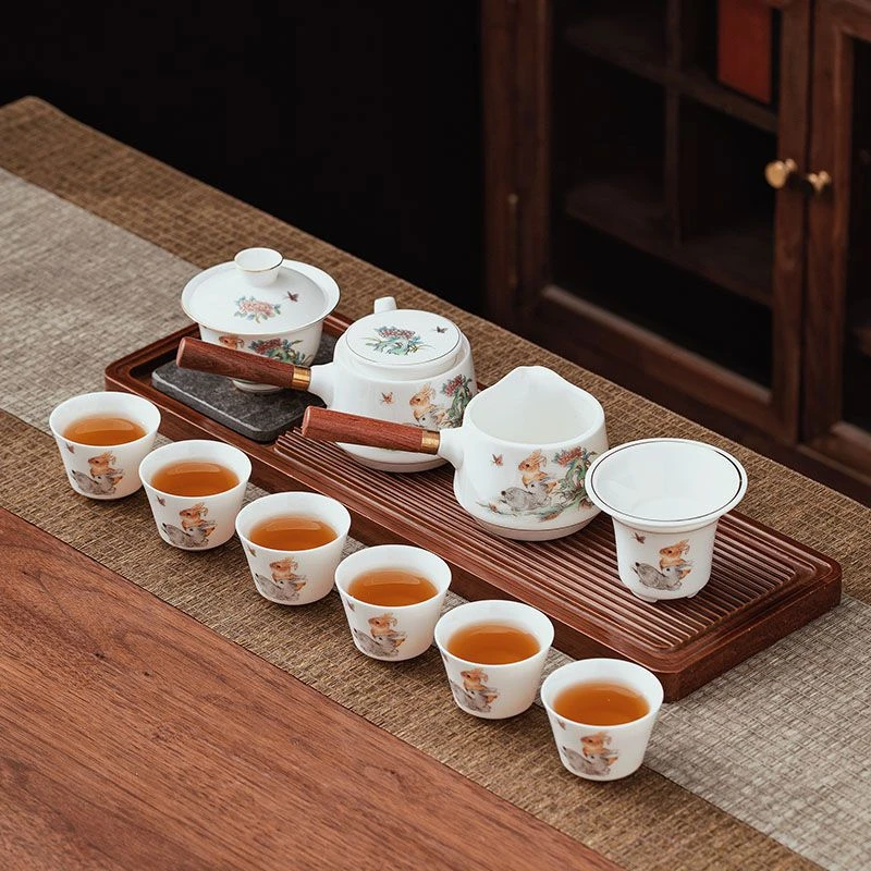 专业一整套功夫茶具套装礼盒家用陶瓷轻奢便携羊脂玉茶壶盖碗茶杯