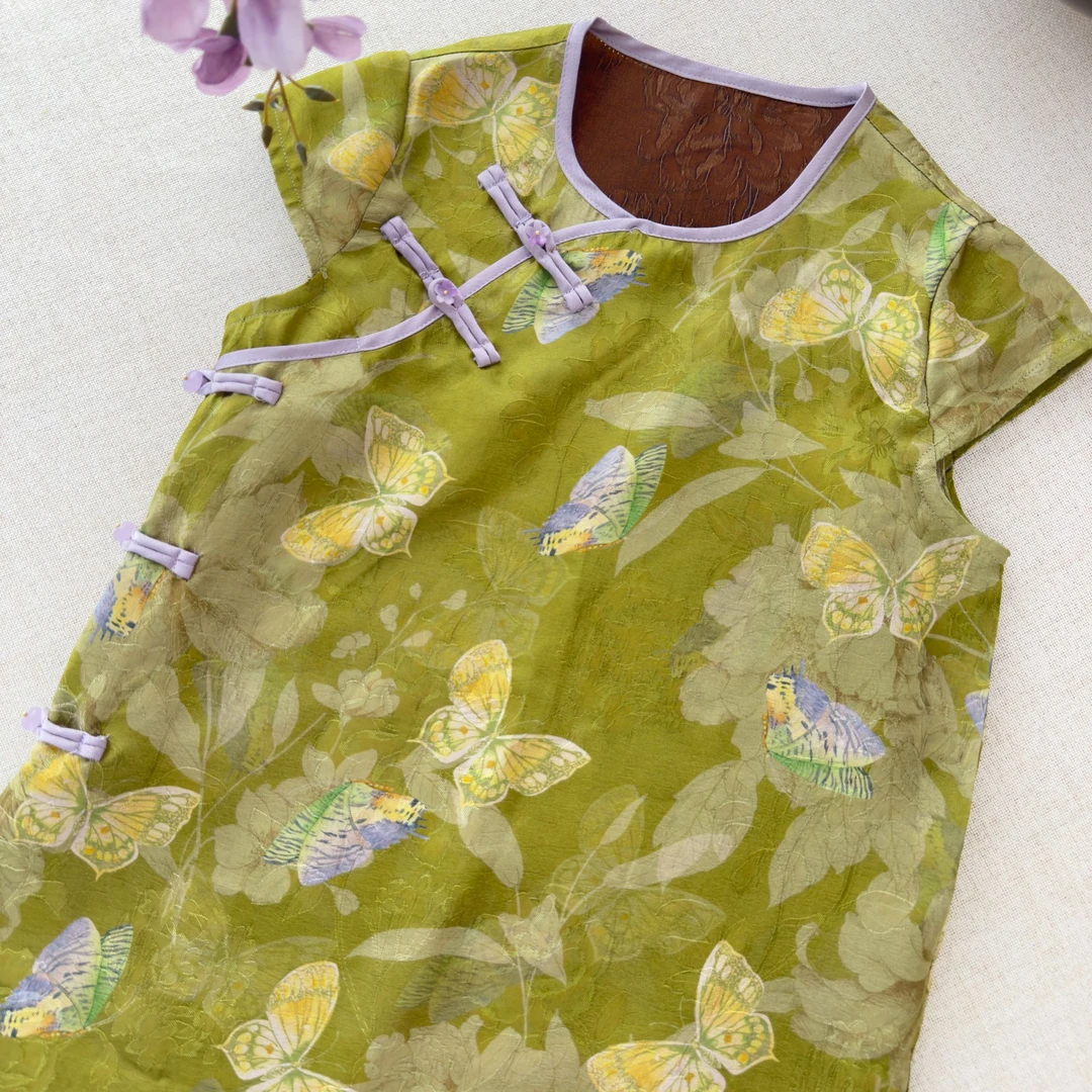 【喜儿定制】夏季新款百搭时尚绿色飞鸟集无袖马甲内衬汉服休闲中大