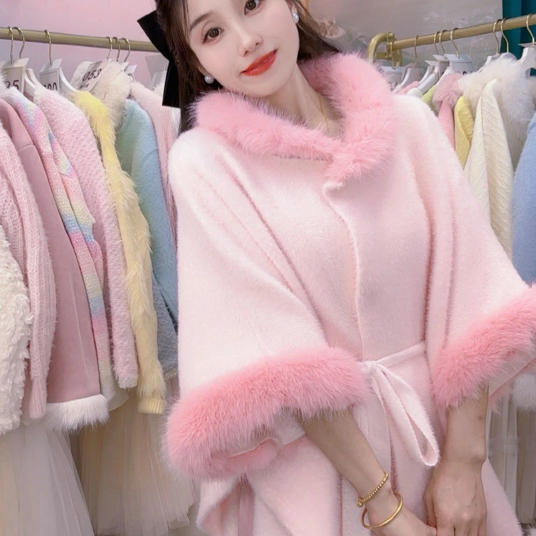 法式千金气质斗篷名媛新款秋冬外套毛领韩版高级呢大衣时尚