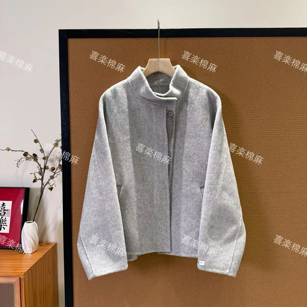 喜樂  2025【百分百羊毛】圆领设计感毛呢外套秋冬季高级时尚百搭女