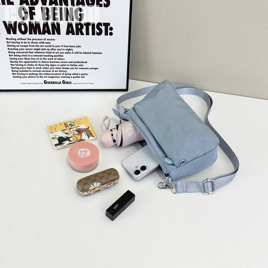 妈妈包斜挎小包外出散步买菜轻便多层实用尼龙帆布小包包女单肩包