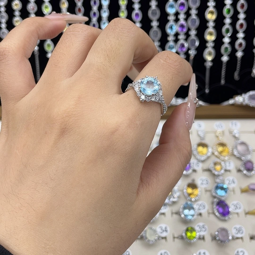 银S925镶嵌戒指托帕石