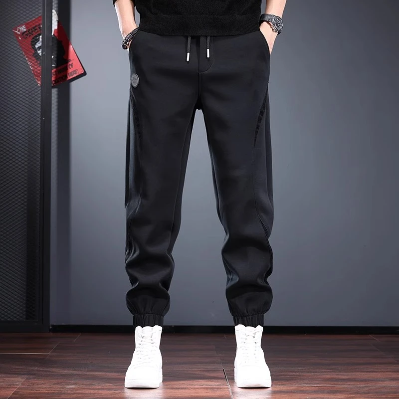 高端设计感休闲裤男2025新款秋冬季抽绳束脚运动裤弹力空气层卫裤