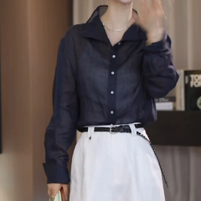 2025新款百搭时尚轻盈朦胧感百搭显瘦衬衫LK2503386