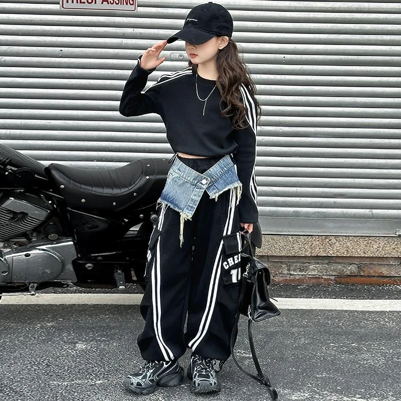 女童爵士舞服装炸街儿童街舞潮服表演女团练功套装春韩