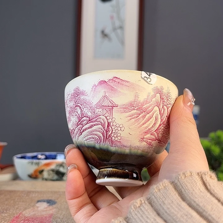 摆件景德镇陶瓷茶杯多人