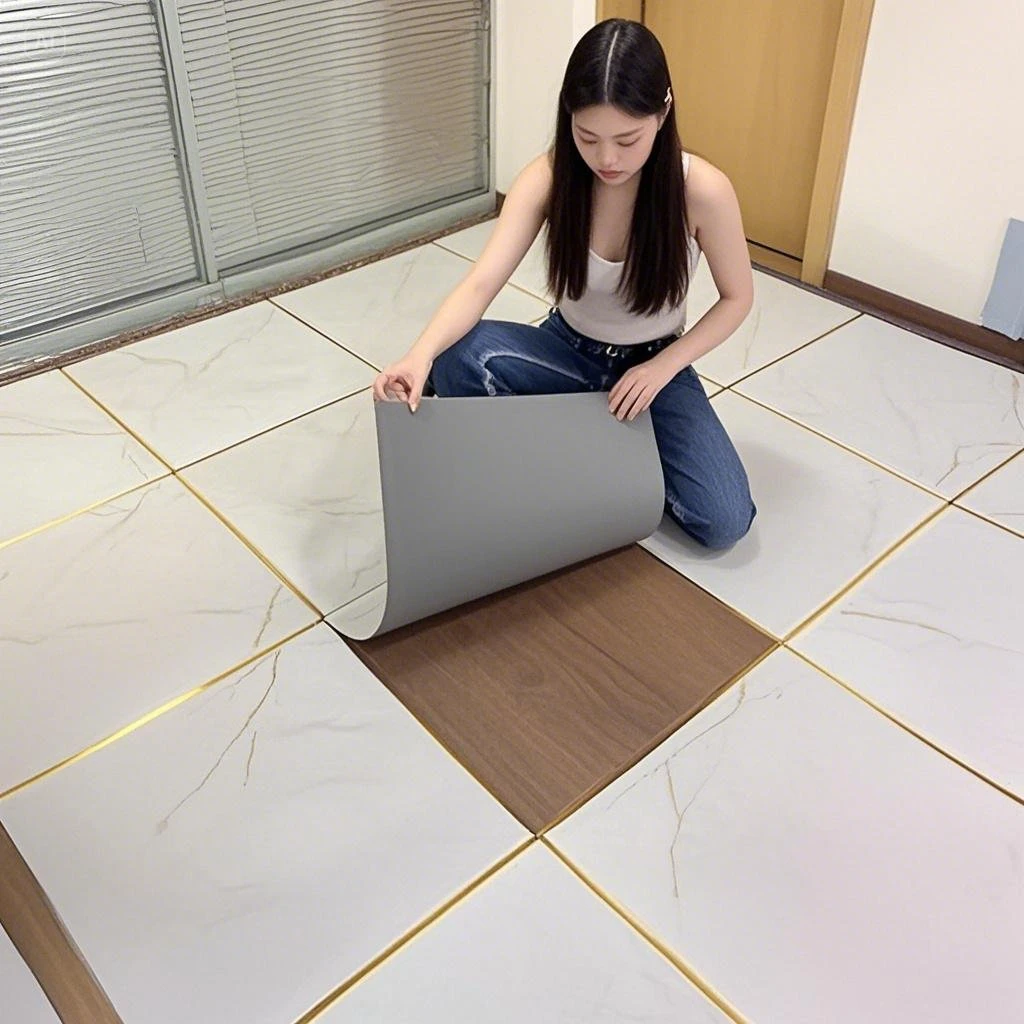PVC自粘地板贴石纹加厚防滑耐磨石塑地板地板革仿瓷砖地板胶家用K